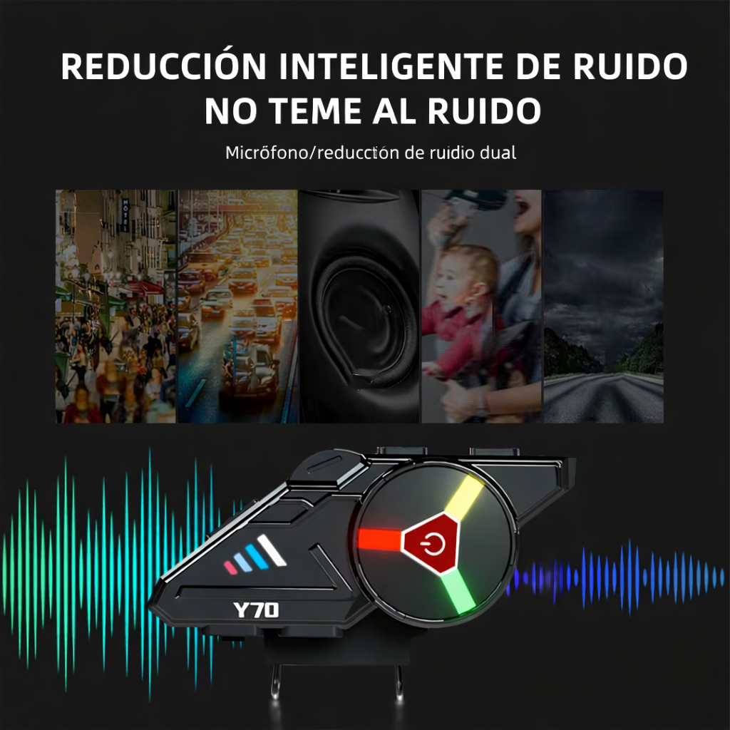 Intercomunicador Y70 Bluetooth Rgb Ipx6